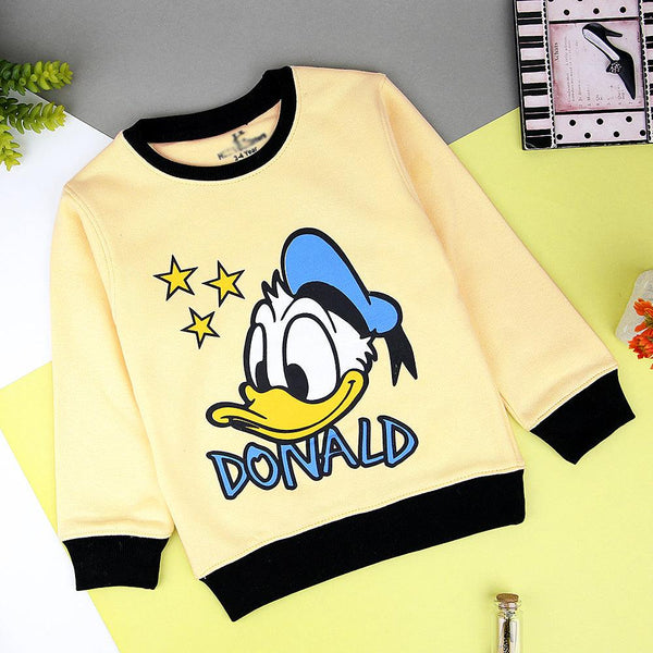 Kids Lime Yellow Ringer Donald Graphic Fleece Sweatshirt (HS-11207) - Brands River