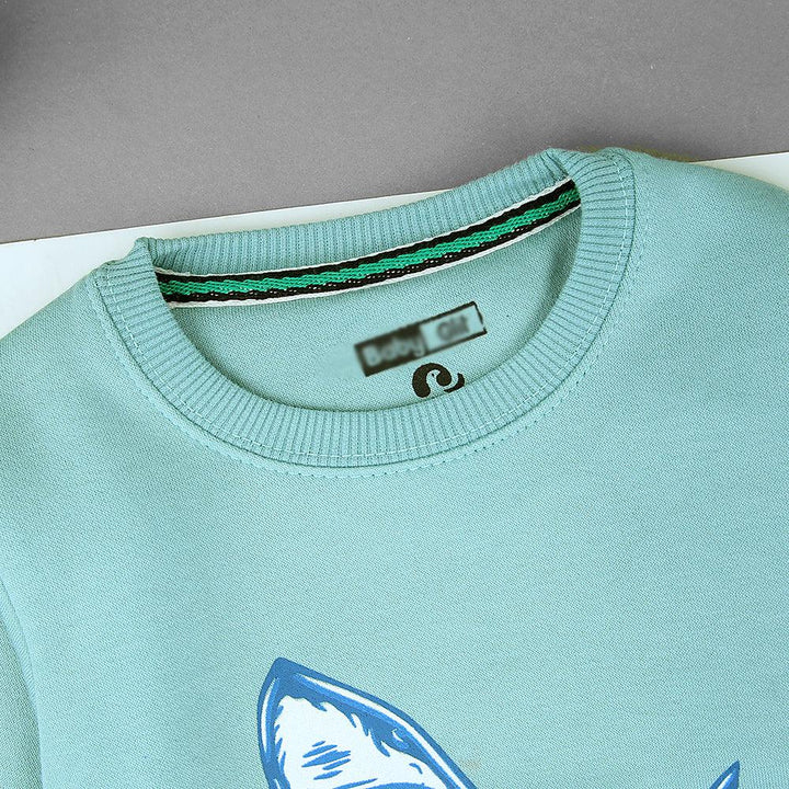 Kids Sea Green Shark Graphic Fleece Sweatshirt (BG-11219) - Brands River