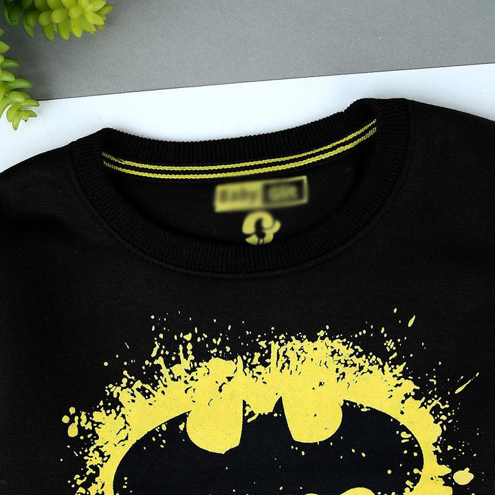 Kids Black Arm Stripes and Batman Graphic Fleece Sweatshirt (BG-11226) - Brands River