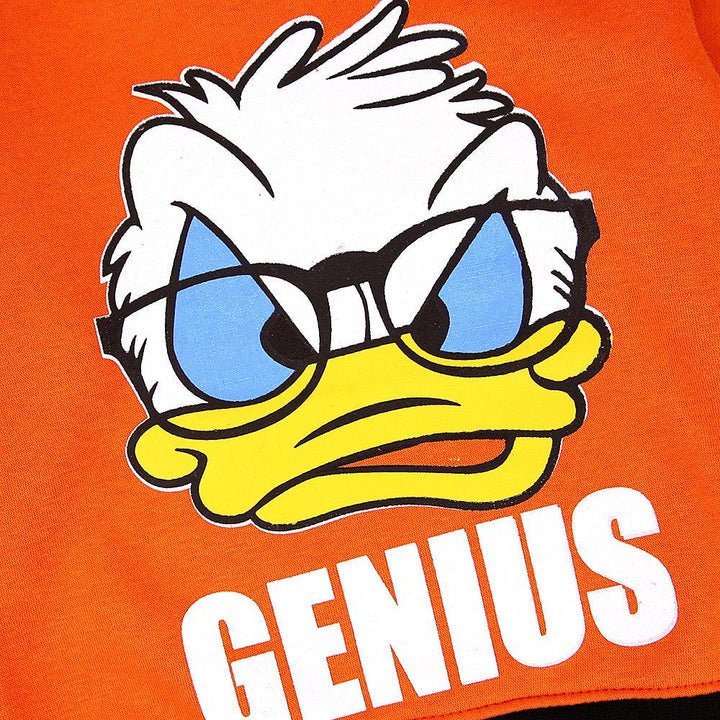 Kids Orange Ringer Genius Donald Graphic Fleece Sweatshirt (HS-11230) - Brands River