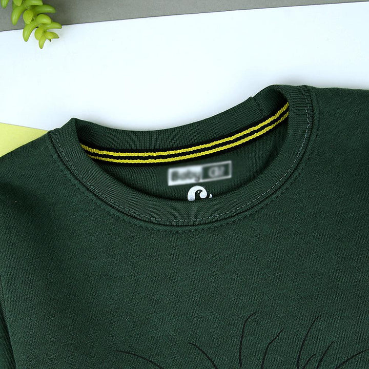 Kids Green Geek Smile Graphic Fleece Sweatshirt (BG-11227) - Brands River