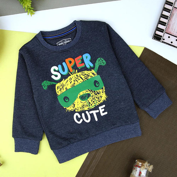 Mni-Minors Kids Denim Marl Super Cute Graphic Fleece Sweatshirt (MM-11231) - Brands River