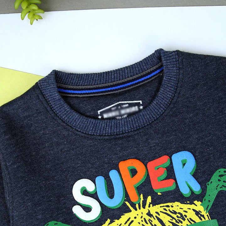 Mni-Minors Kids Denim Marl Super Cute Graphic Fleece Sweatshirt (MM-11231) - Brands River