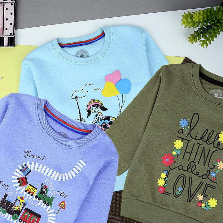 Mni-Minors Kids Multicolor Graphic Fleece Sweatshirts - Brands River