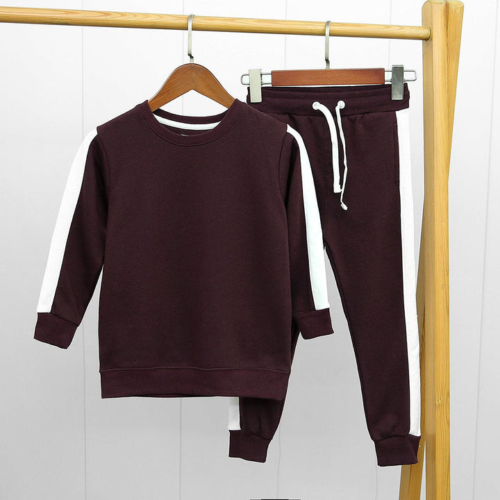 Burgundy Premium Quality Side Panel Fleece Tracksuit For Kids (MD-10318) - Brands River