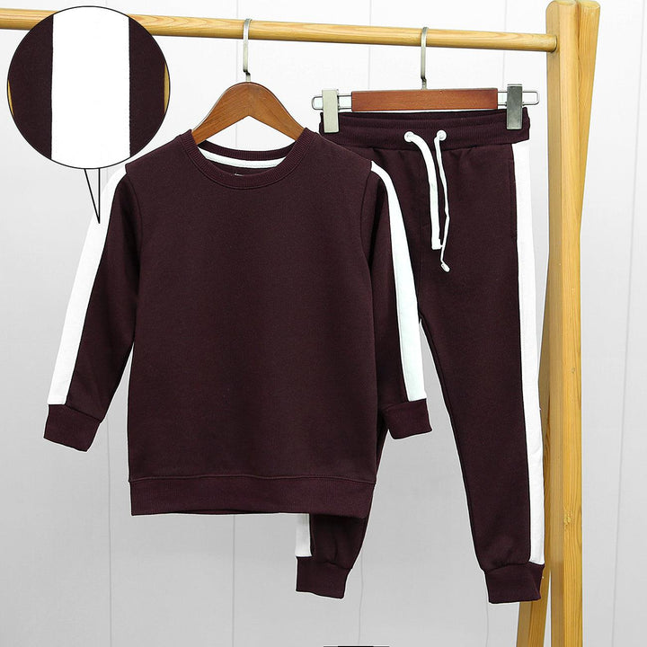 Burgundy Premium Quality Side Panel Fleece Tracksuit For Kids (MD-10318) - Brands River