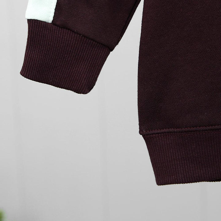 Burgundy Premium Quality Side Panel Fleece Tracksuit For Kids (MD-10318) - Brands River