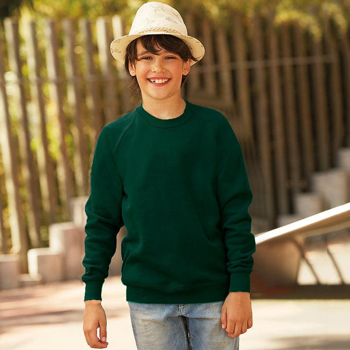 Kids Crew Neck Bottle Green Fleece Sweatshirt (RU-10551) - Brands River