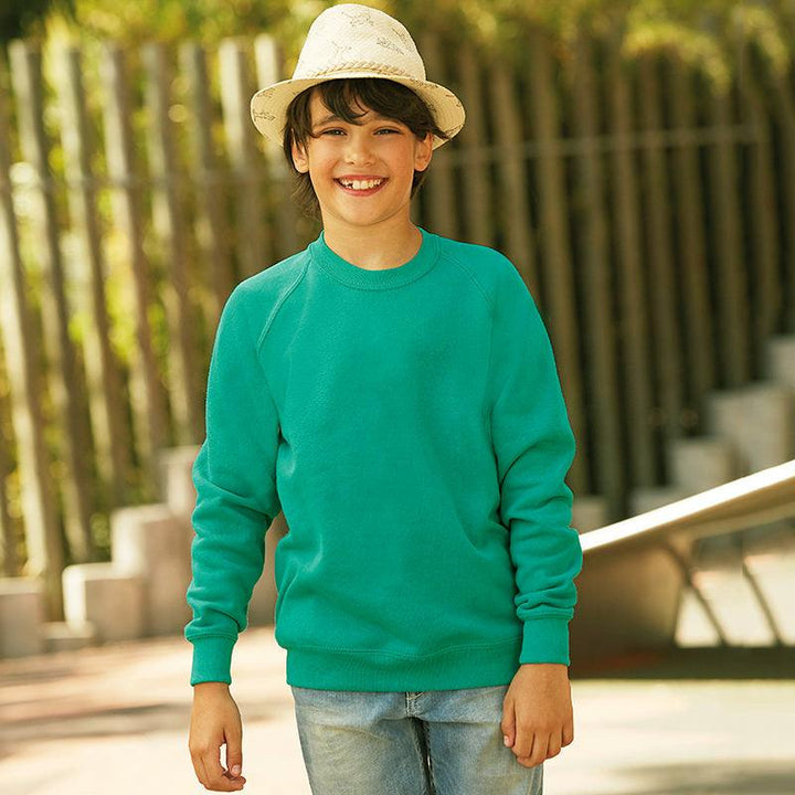 Kids Crew Neck Peacocked Green Fleece Sweatshirt  (RU-10559) - Brands River