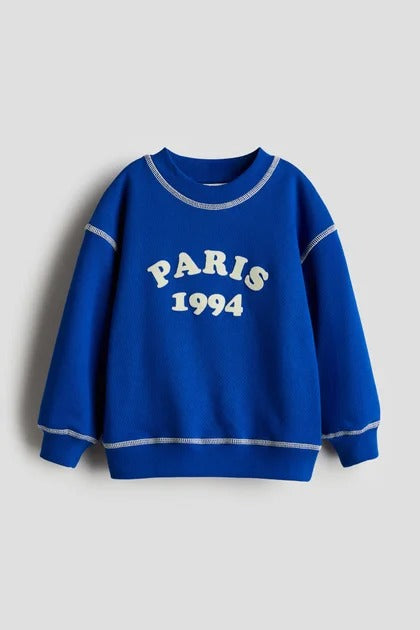 Round Neck Fleece Blue Sweatshirt For kids