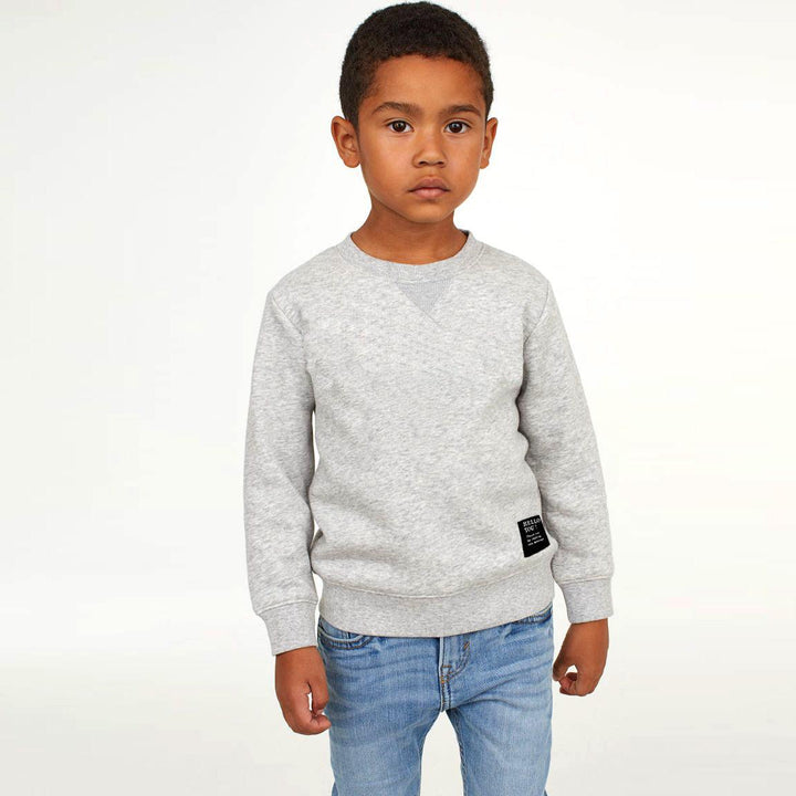 KIDS BASIC GREY FLEECE SWEATSHIRT WITH STITCHING DETAIL ON NECK (11084) - Brands River