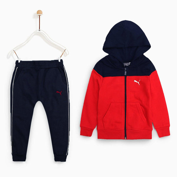 PMA Kids NAVY/ Red  Color Block Jogging Suite (PU-1789) - Brands River